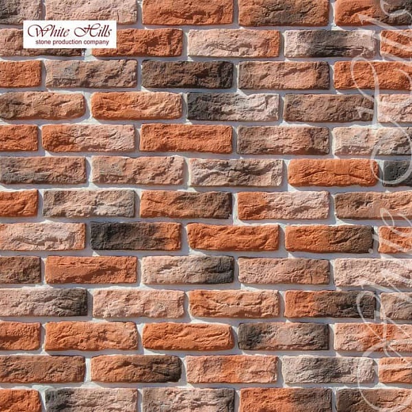316-50 White Hills Облицовочный кирпич «Брюгге брик» (Brugge brick), темно-оранжевый, плоскостной.